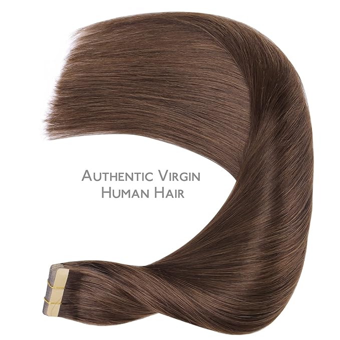 WENNALIFE Tape in Hair Extensions Human Hair, 20pcs 50g 14 inch Chocolate Brown Remy Hair Extensions Straight Human Hair Tape in Extensions Skin Weft Tape Extensions Human Hair