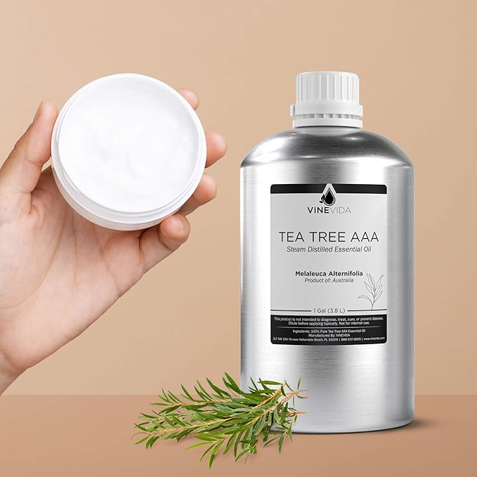 VINEVIDA Tea Tree Essential Oil - Gallon Undiluted - Bulk for Soap Making & Candle Scents - 8 lbs