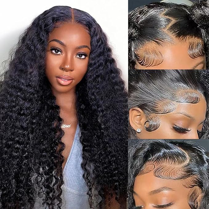 13x6 Lace Frontal Wigs Virgin Curly Human Hair Wigs 250% Density 20 Inch Deep Wave Lace Front Wigs Human Hair 13x6 Full Lace Front Wigs Pre Plucked for Women Natural Color