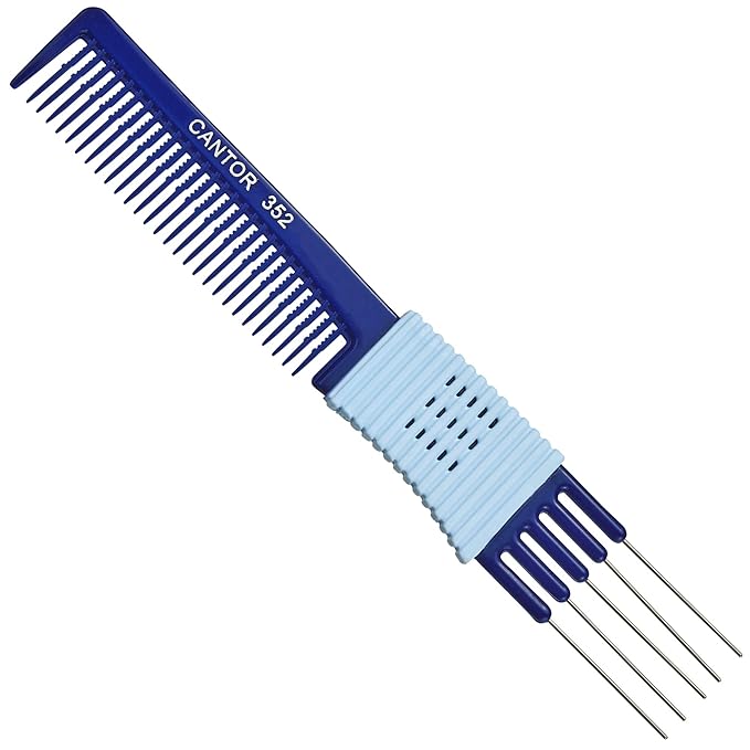 Lift Teasing Comb and Hair Pick - Stainless Steel Detangler Gripper - Anti Static Comb for All Hair Types - By Cantor