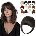 Clip in Bangs, Synthetic French Bangs Hair Clip, Fake Bangs Fringe with Temples Hairpieces for Women Natural Curved Hair Extensions for Daily Wear Black Brown