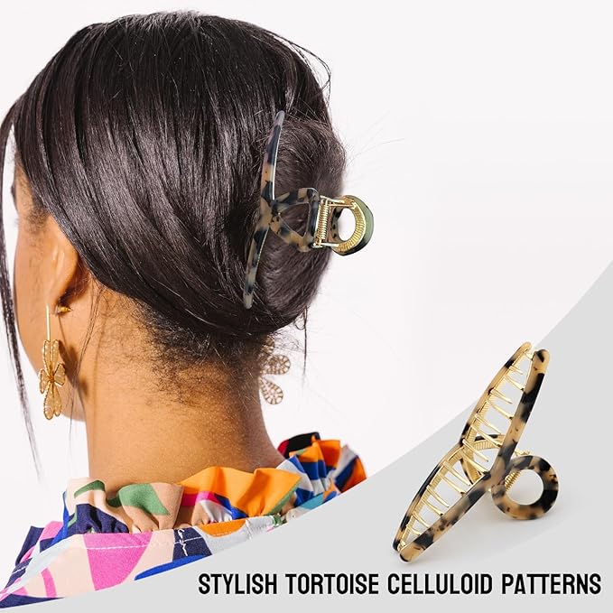 Large Claw Clips - Metal Hair Clips for Women - Gold Claw Clips for Thick Hair - Strong Hold Big Hair Claw Clips for Women Girls - Beige