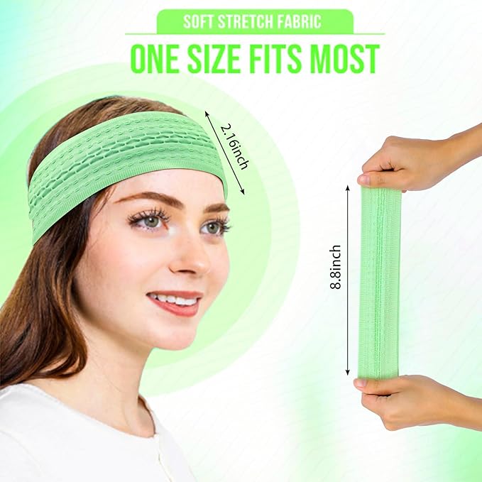 5PCS Wide Sport Headbands for Women Breathable Athletic Sweatbands Non Slip Silicone Fitness Headband Soft Elastic Exercise Hairbands for Yoga Running Sports Travel Indoor Gym
