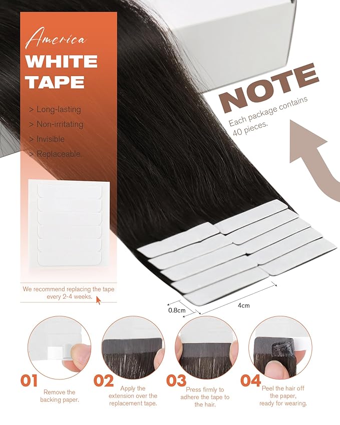 Sunny Hair Tape in Hair Extensions Human Hair 12inch Hair Extensions Real Human Hair Tape in Extensions for Women Darkest Brown Invisible Natural Straight Skin Weft Double Sided Tapes 40pcs 60g