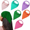 6 Pack Hair Scarf Headband for Women Elastic Bandana Head Scarf Large Boho Triangle Kerchief with Clips Non Slip Scarves