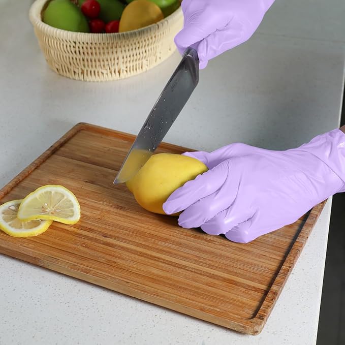 Disposable Gloves Medium, Nitrile and Vinyl Blend Material Gloves, Latex Free, 4 Mil 1000 Pc Food Grade Glove for Cleaning, Food Prep, Hair Dye, Tattoo, Purple