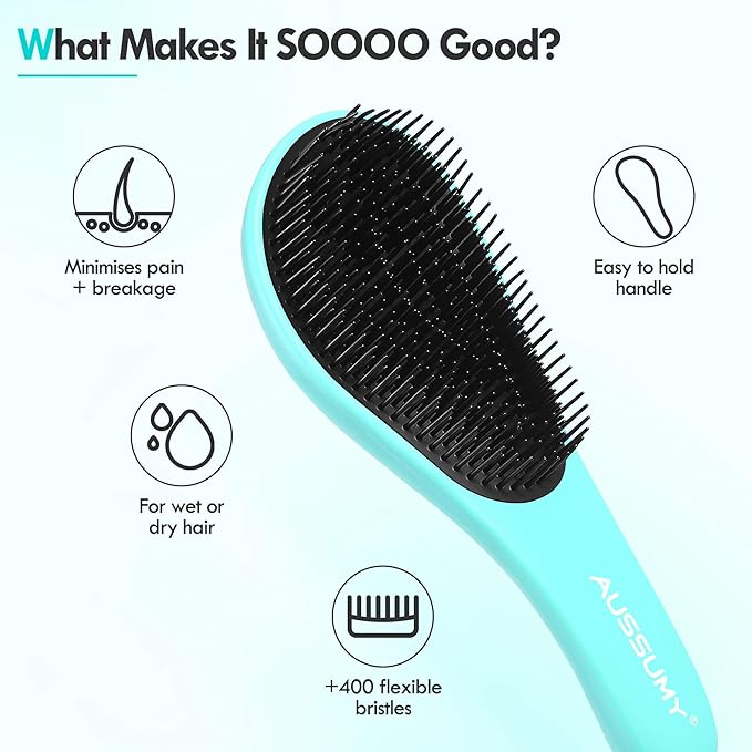 Detangling Hair Brush Set - 2 Pack Detangler Hairbrush with Ultra Soft Bristle for Effortless Tangle Removal - For Dry Wet Damaged Curly Hair for Men Women Girls Boys Kids - Orange & Pink