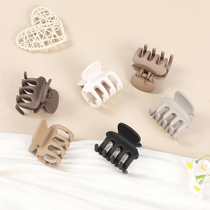 6 Pcs Hair Clips Small Claw Clips for Thin Hair Medium Matte Non-slip Hair Accessories for Women and Girls (Regular)