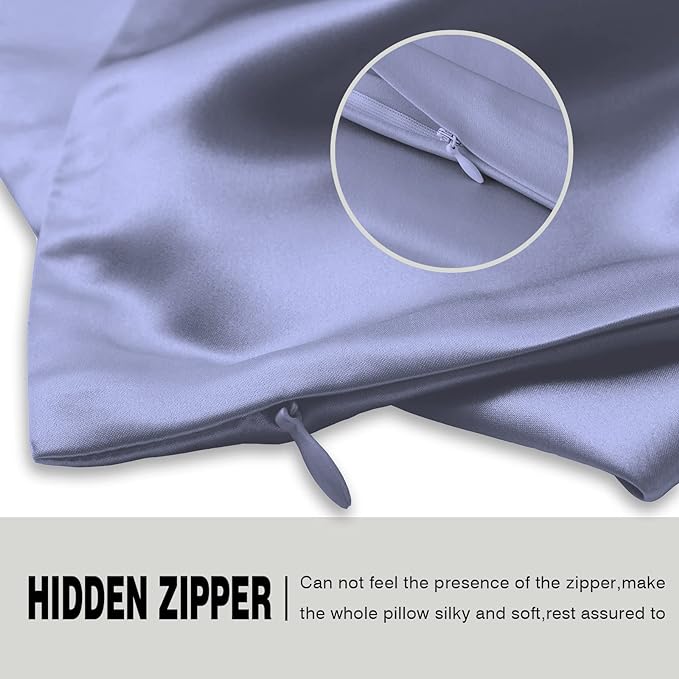 Silk Pillowcase for Hair and Skin,Soft,Breathable and Sliky 100% Queen Silk Pillow Case Set of 2,Both Sides Natural Mulberry Silk Pillowcases with Hidden Zipper(Queen Size 20"X 30",2pcs)