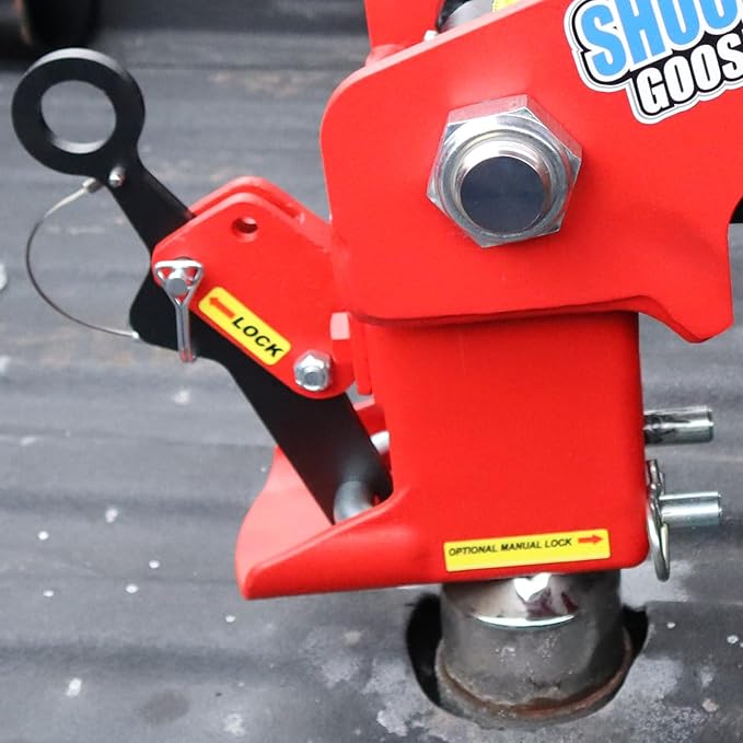 Shocker 30K Gooseneck Surge Air Hitch & Shift Lock Coupler for 2-5/16" Ball, 3-15/16" Round Angled Pin