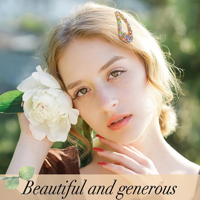 2PCS Rhinestone Hair Clips,Snap Hair Accessories,Decorative Hair Clips,Rhinestone Barrettes For Women Girls(SET4)