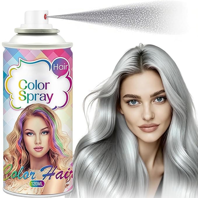 Gray Hair Spray, Temporary Hair Color Spray for Kids Women Men, Gray Hair Wax Dye, Temporary Hair Dye, Washable & Non-Sticky Hair Color Dye Pomades Natural Hair Dye for Party,Holloween,Cosplay(Gray)