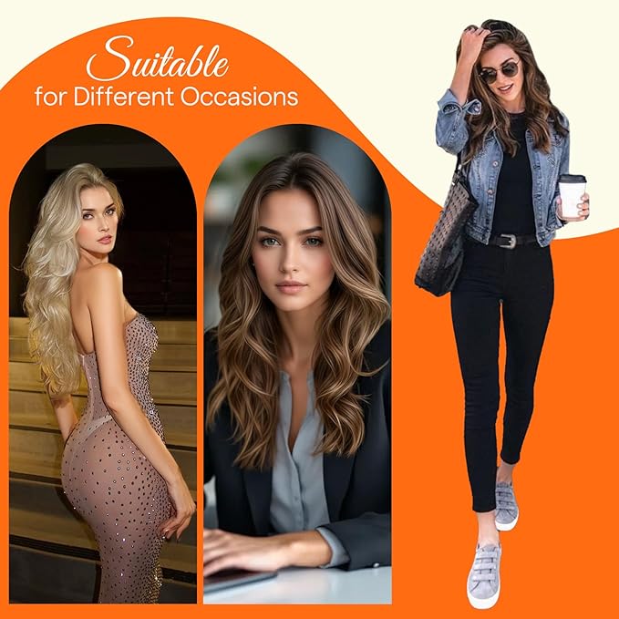 Full Shine Invisible Seamless Tape in Hair Extensions Real Human Hair 22 Inch Color 4/24/4 Brown Fading to Blonde and Brown Insert Remy Silky Injection Tape in Extensions 20 Pcs 50 Grams Add Length