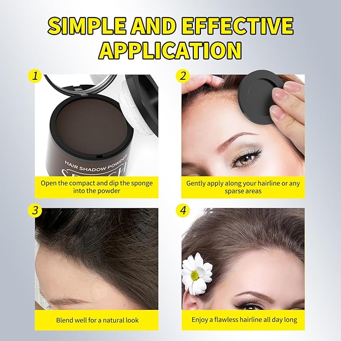 Sevich Hairline Powder 10g Large Capacity,Instantly Conceals Hair Loss,Root Touch up Powder,Hair Shadow Toppers for Women & Men Thinning Gray Hair,48H Makeup Lasting,1 Box = 2.5 Boxes,Brown