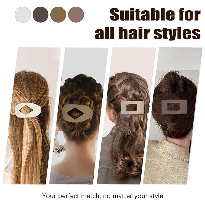 Flat Hair Clips for Woman,4PCS French Flat Hair Claw Clips,Matte No-Slip Hair ClipDuckbill Hair Clips for Thick and Thin Hair,Strong Hold Barrettes