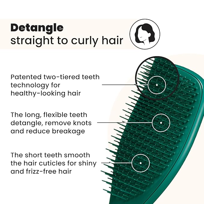 Tangle Teezer Ultimate Detangler Brush for Wet & Dry Hair, Eliminates Knots & Reduces Breakage for All Hair Types, Amazon Exclusive Emerald Green