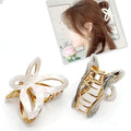 Metal Butterfly Hair Clips for Women -White & Grey Marble Pattern Fashion Decorative Hair Clips, Cute Hair Accessories for Girls, 2 Pack