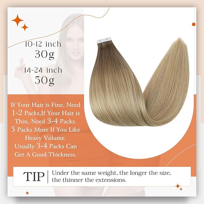 Full Shine Blonde And Brown Tape in Hair Extensions Color 6/27/60 Balayage Blonde Human Hair Tape in Exensions 100G Seamless Soft Skin Weft 20Inch Brazilian Extension Bridal Hairstyles 40Pcs