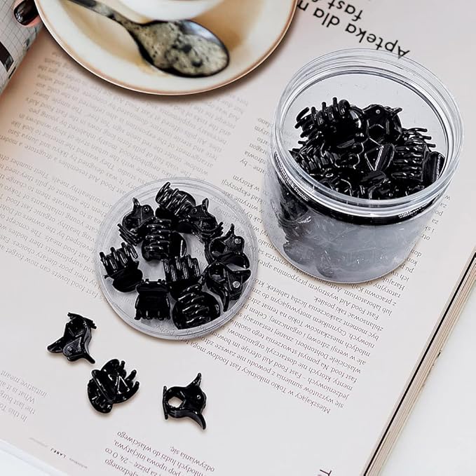 50 PCS Mini Hair Claw Clips， Bangs Strong Grip Multifunction Clamp Clips. (Black)
