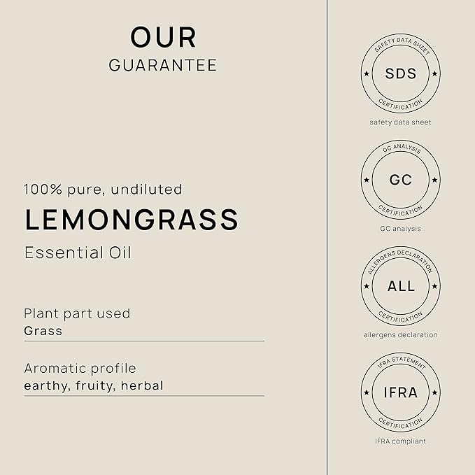 VINEVIDA Lemongrass Essential Oil - Gallon Lemongrass Oil Undiluted - Bulk Gallon Essential Oil for Soap Making Safe for Skin - DIY Candle Scents for Candlemaking Scents - 8 lbs Lemongrass Oil