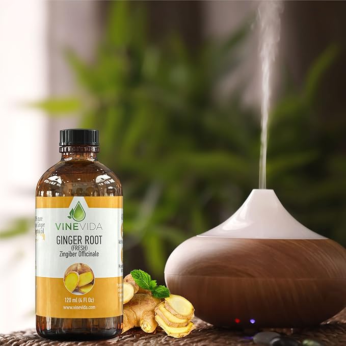 VINEVIDA Fresh Ginger Root Essential Oil 4 oz - Undiluted Ginger Root Oil 4 oz - Ginger Root Candle Oil Scent - DIY Candle Scents for Candlemaking - Bulk Essential Oil for Soap Making Safe for Skin