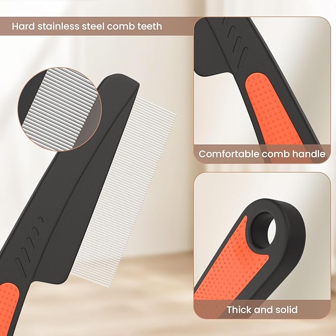 Dandruff Comb Fine Tooth Scalp Detox Comb Lice for Women, Men & Kids Stainless Steel Scalp Detoxing, Sweep & Massage Hair Brush Tool for Hair Care (Red 1PC)