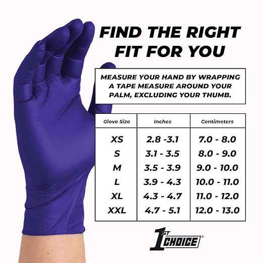 1st Choice 3 Mil Indigo Nitrile Exam Gloves Latex Free, Disposable Medical Grade, Food Prep, Tattoo, Small, Case of 1000