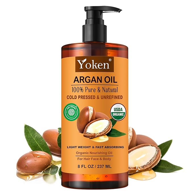 Argan Oil for Hair, Pure and Natural Morocco Argan Oil, Argon Oil For Hair, Scalp, Face & Skin Care, 100% Cold Pressed Hair Conditioner, Unrefined Argon Nails Carrier Oil (8 Fl Oz)