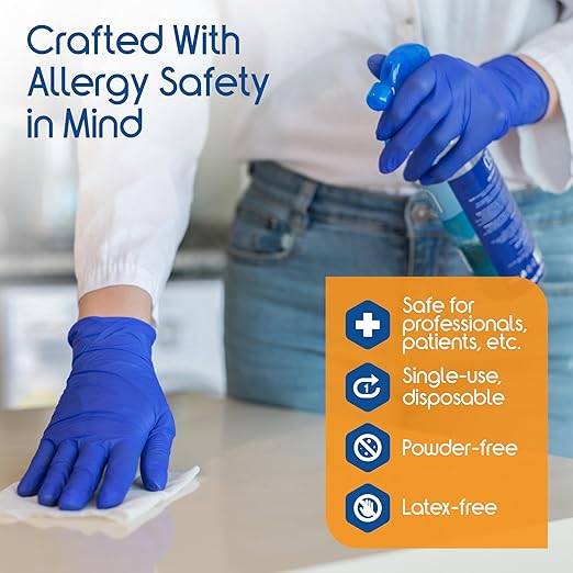 Inspire Black Nitrile Disposable Gloves | 4.5 Nitrile Safety Medical Exam Cooking Cleaning Disposable Black Gloves (Blue - Box of 100, Medium)