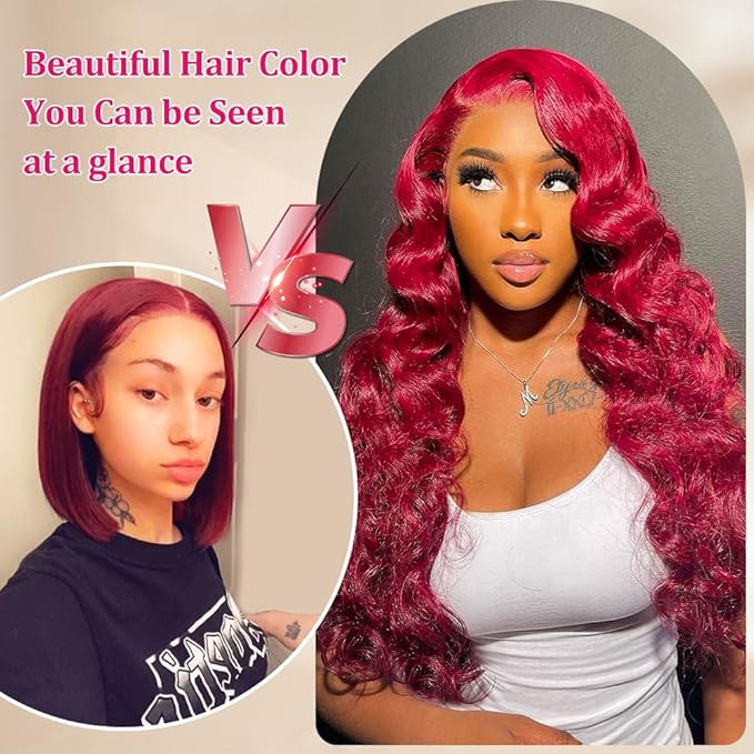 99j Burgundy Lace Front Wigs Human Hair Pre Plucked with Body Wave Lace Frontal Wigs Human Hair 200% Density Human Hair Lace Front wigs for Women HD Transparent Lace Frontal Wigs Human Hair 26inch