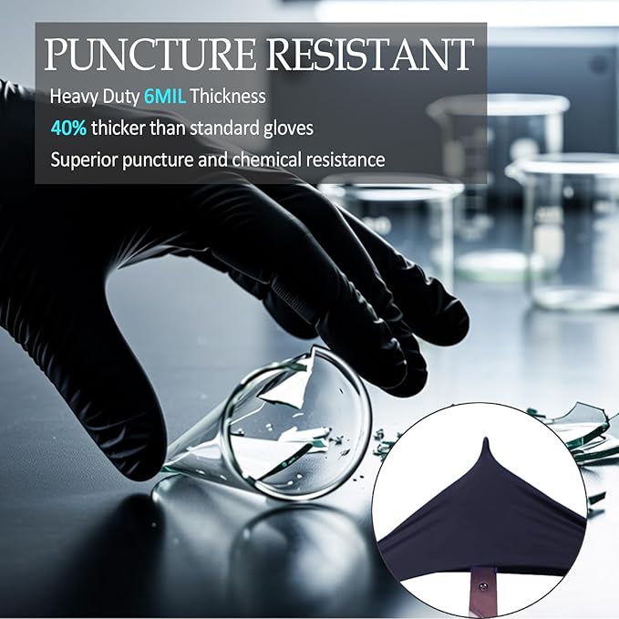 PROMEDIX P 6 Mil Nitrile Exam Gloves, Powder-Free Latex-Free Disposable 100 Medical Grade Food Safe for Medical