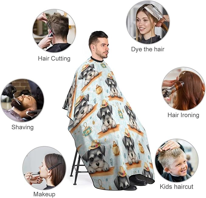 Lightweight Salon Cape, Schnauzer Cute Dog Haircut Hairdressing Cloth Apron Haircut Barber Gown for Barbers