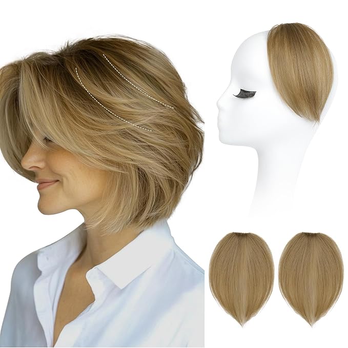 REECHO Clip in Hair Volumizer, 2PCS 6 inch Short Thick Clip in Hairpieces Adding Extra Volume Hair Extensions for Women (Honey Blonde with Highlights)