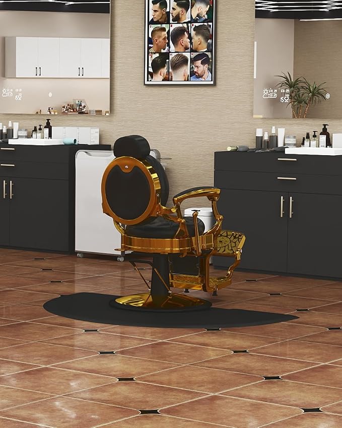 Artist hand 3 ft. x 5 ft. Barber Chair Mat Salon & Barber Shop Chair Anti-Fatigue Mats Comfort Salon Chair Mat,Semi Circle - 1/2 in. Thick,Black