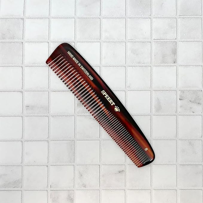 #8 Handmade Wide Narrow Tooth Comb Tortoise Havana Acetate Thick Coarse Curly Thin Fine Straight Hair Detangling Parting Grooming Teasing Styling Hairdresser Barber Hairdressing Wet Dry Pocket