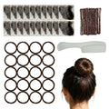 Invisible Hair Nets 50cm with 20Pcs,50Pcs U Shaped Bobby Pins,20Pcs Hair Ties and a Comb Styling Accessories Set,50cm for Ballet Bun,Wig,Food Service,Cabin Attendant, for Women and Girls(Brown)