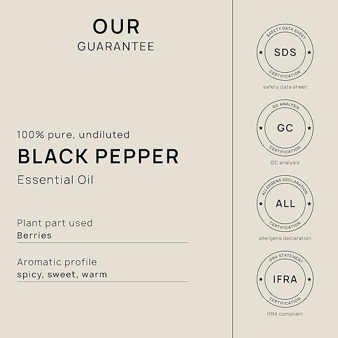 VINEVIDA Black Pepper Essential Oil - 32 oz - Undiluted - DIY Candle Scents - Bulk for Soap Making