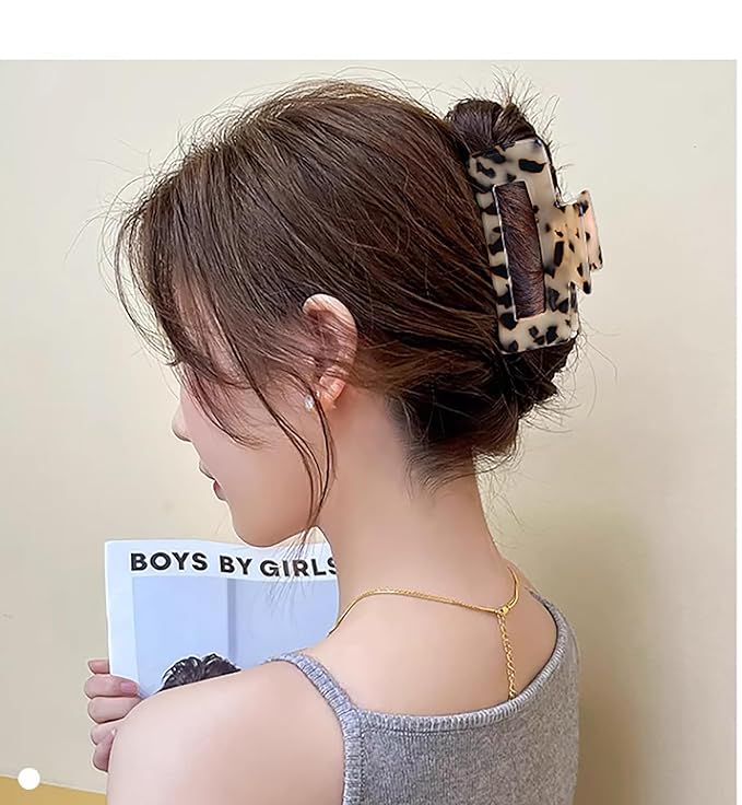 2 Pack Hair Claw Clips for Women Tortoise Shell Large Claw Hair Clips for Thin to Thick Hair Rectangle Hair Jaw clips