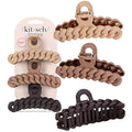 Kitsch Recycled Plastic Large Claw Clip, Big Chain Hair Clips for Women, Big Claw Clips for Thick Hair | Ideal Gifts for Women, (3pc Set Large Neutrals)