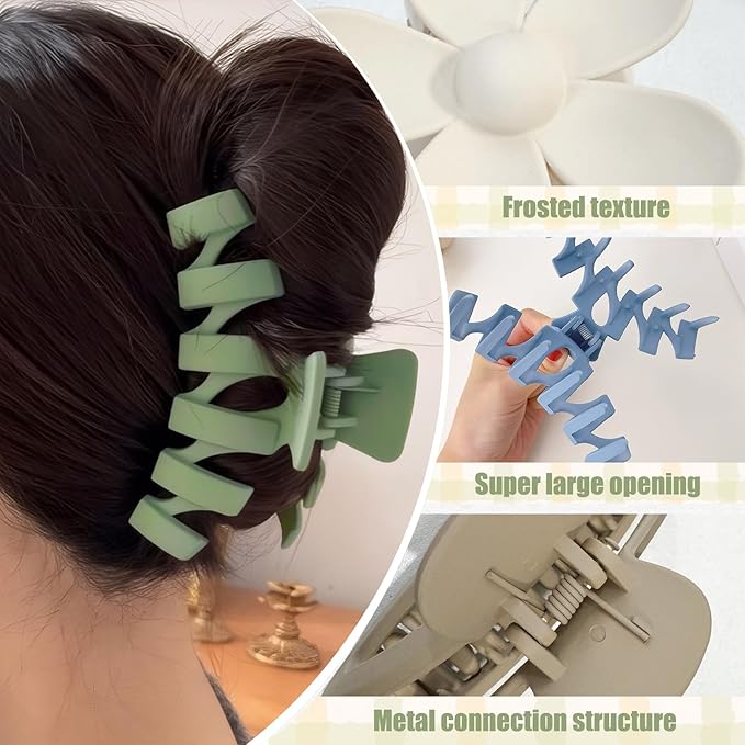 12 Pcs Claw Clips, Multi-Shapes Hair Clips for Women Girls, Non-Slip Large Jaw Claw Clips for Thick Thin Curly Hair Accessories (Colorful)