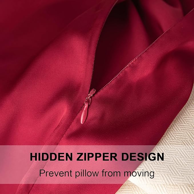 Mulberry Silk Pillowcase for Hair and Skin,Cooling Silk Pillow Case with Hidden Zipper,Allergen Proof Dual Sides Soft Breathable Smooth Silk Pillow Cover for Women (Dark Red, Body)