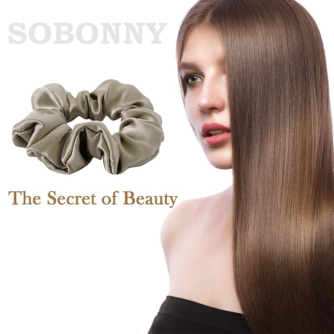 Mulberry Silk Hair Ties, Frizz Prevention and No Damage, Sleep and Night Accessories for Women (Apricot) - 3 Pack