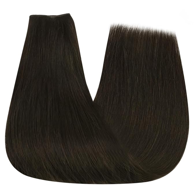 YoungSee 130G Dark Brown Wire Hair Extensions for Women Brown Invisible Wire Human Hair Extensions Darkest Human Hair Fish Line Long Straight Hair 22Inch