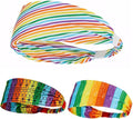 Rainbow Headband for Women Non Slip Elastic Sweat Hairbands Fashion Sports Hair Bands Soft Cloth Fabric Stretchy Headband for Running Workout Yoga