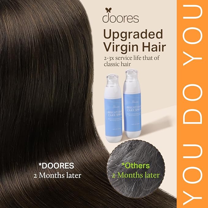 DOORES Human Hair Clip in Extensions, Dark Brown 110g 7pcs 22 Inch, Clip in Hair Extensions Human Hair Seamless Clip in Hair Extensions Remy Hair Skin Weft Straight Hair Invisi Edge Hair Extensions