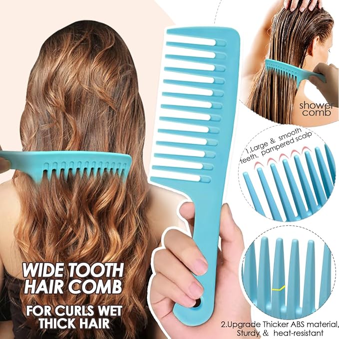 Hair Combs for Women Men, Large Wide Tooth Comb, Fine Tooth, Rat Tail Comb, Comb Set for Wet Curly Thick Thin Hair Styling Detangling (6 PCS)