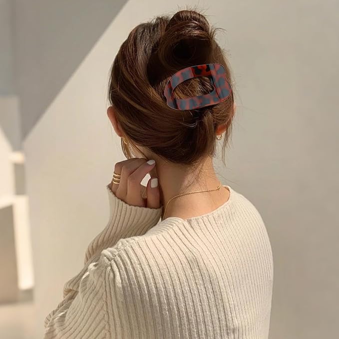 4Pcs Flat Hair Clips for Women Leopard French Claw Alligator Concord Flat Hair Clips Fashion Accessories for Women Girls