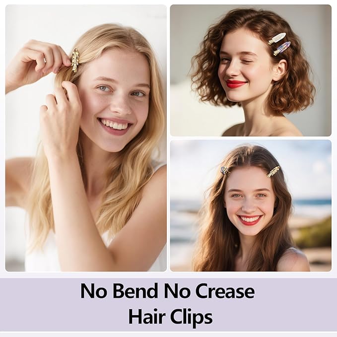 8 Pcs No bend Hair Clips No Crease Makeup Duckbill Clip No Dent Creaseless Flat Alligator Hair Barrettes for Salon Hairstyle Women Girls Accessories Cellulose Acetate(Leopard03)
