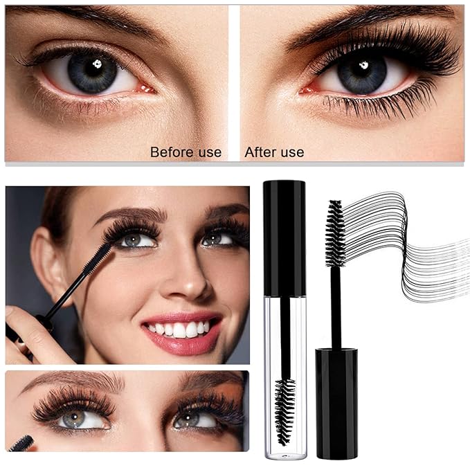 Debaishi 3 Pack 10ml Empty Mascara Tube Bottle with Eyelash Wand, Rubber Inserts, Funnels and Tubes, Cream Container Bottle with Funnels and Transfer Pipettes, for Castor Oil/Eyelash Growth Oil