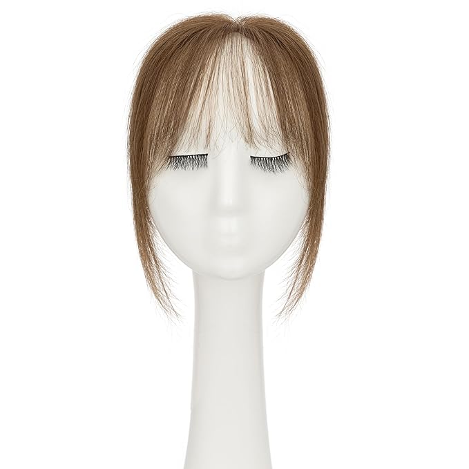 Benehair Clip on Bangs Human Hair, Front Hair Extensions for Women Hair Pieces with Temples for Daily Wear (Medium Brown)